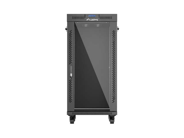 Lanberg Rack Installation Cabinet 24U 600x600 Black Glass Door V2