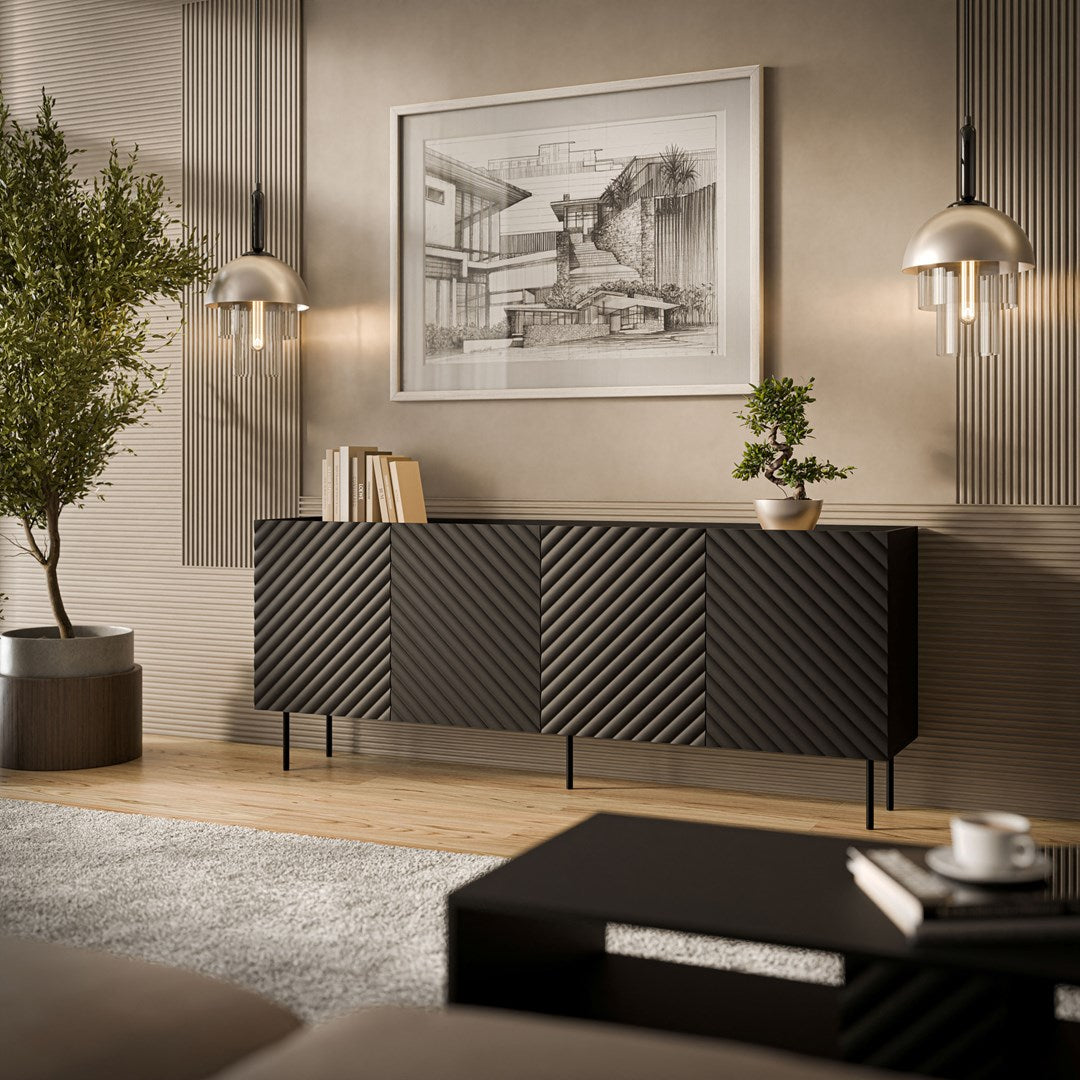 Cama LUCCA 4D chest of drawers  200x40x80  black