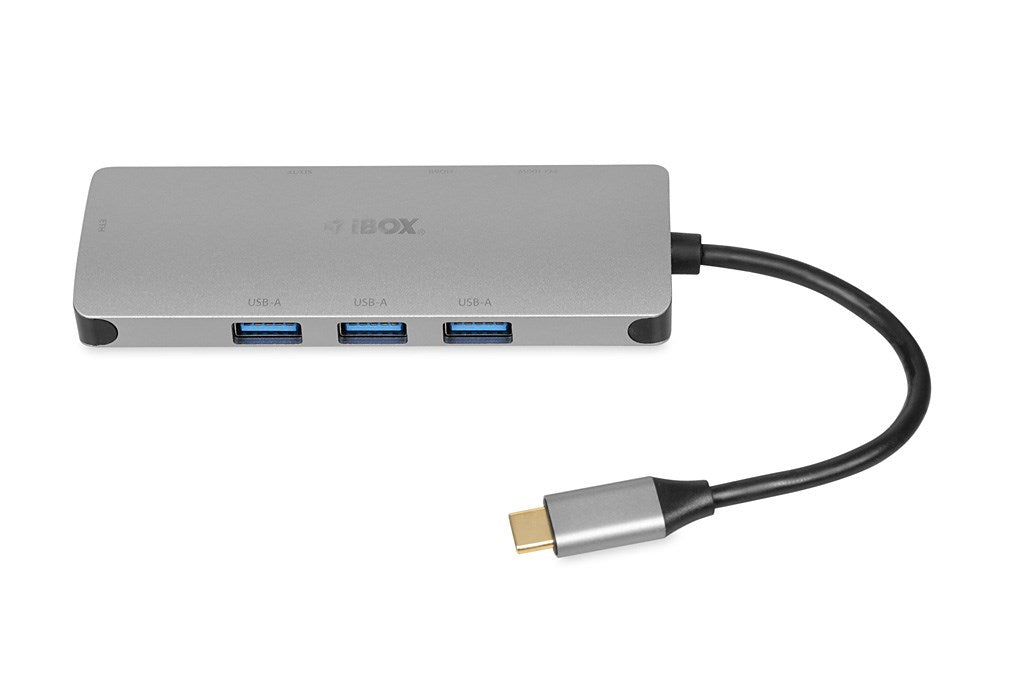 iBox IUH3RJ4K USB Type-C Hub, Silver, 90 g, Model IUH3RJ4K