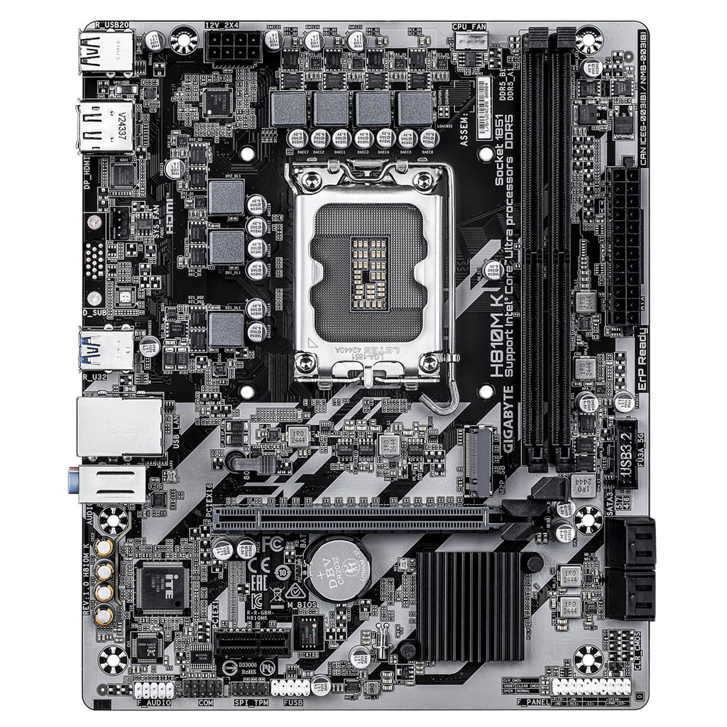 Gigabyte H810M K Motherboard - micro ATX - LGA1851 - H810 - USB 3.2 Gen 1 - Gigabit LAN