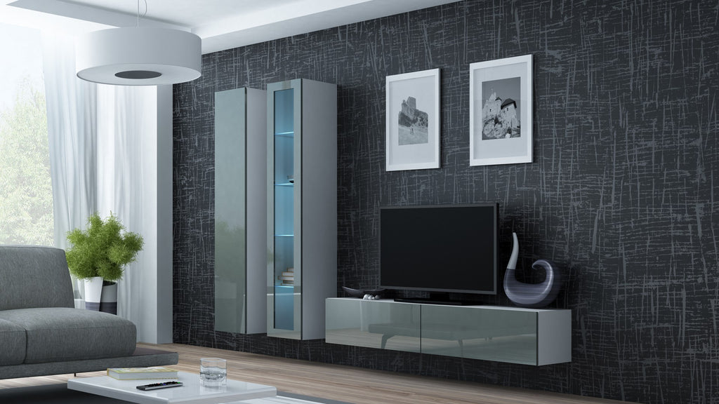 VIGO TV Stand 140 cm White/Grey Gloss RTV VIGO140