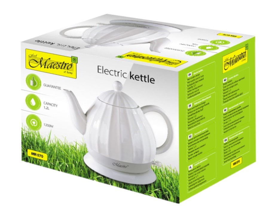 Feel-Maestro MR070 Electric Kettle 1.2 L 1200W White