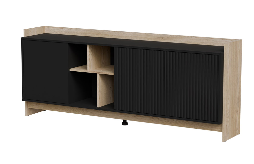 Cama PORTO 3D Chest of Drawers 190 x 38 x 77 cm Oak/Black 190x38x77