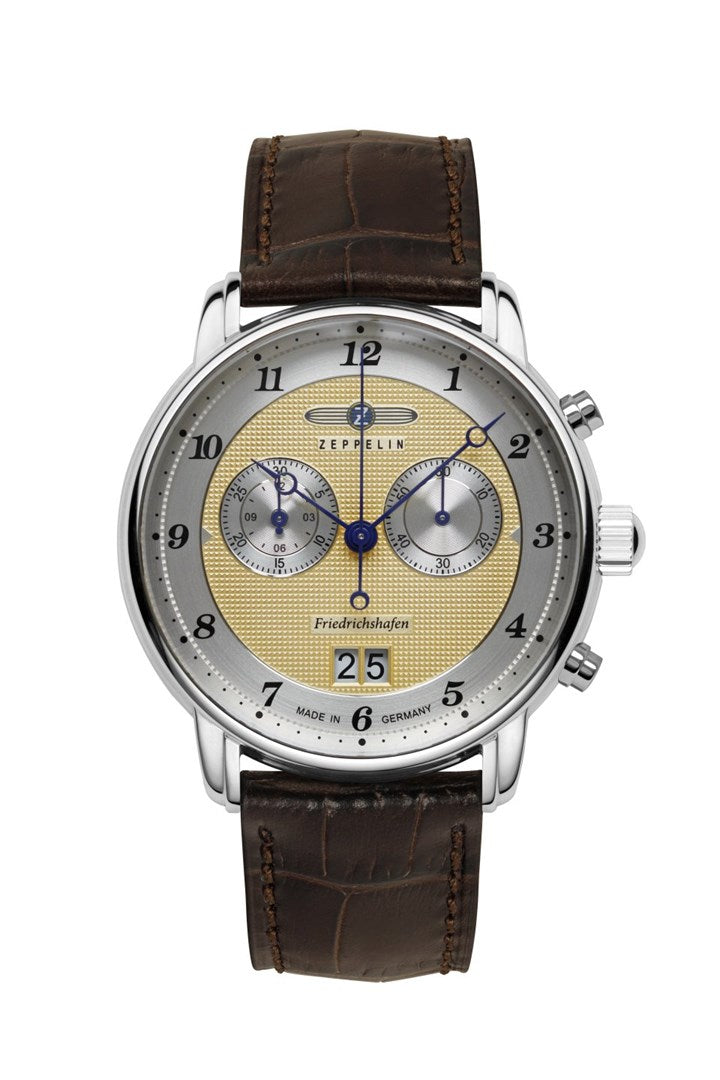 Zeppelin Friedrichshafen 85845 Men's Watch with Gold Dial and Chronograph - 40 mm