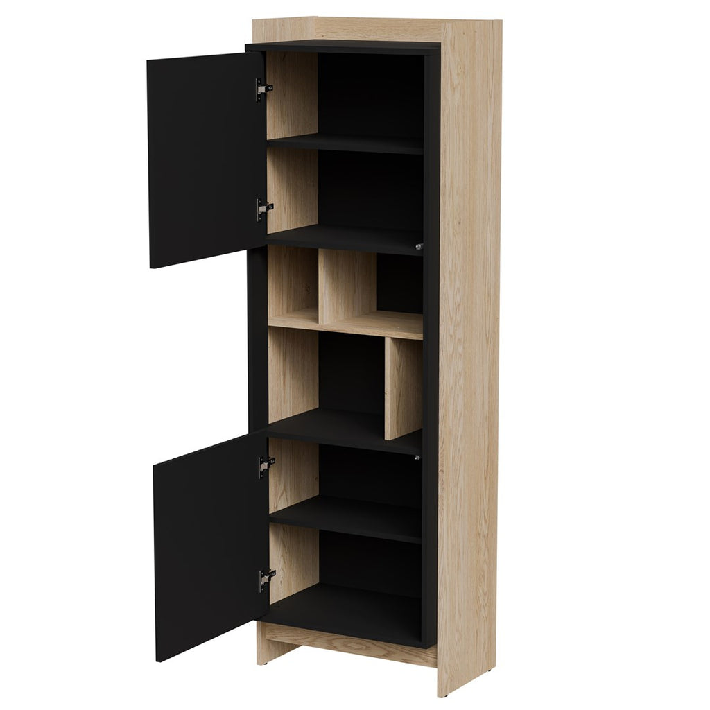 Cama Display Cabinet 59x38x180 Oak/Black PORTO