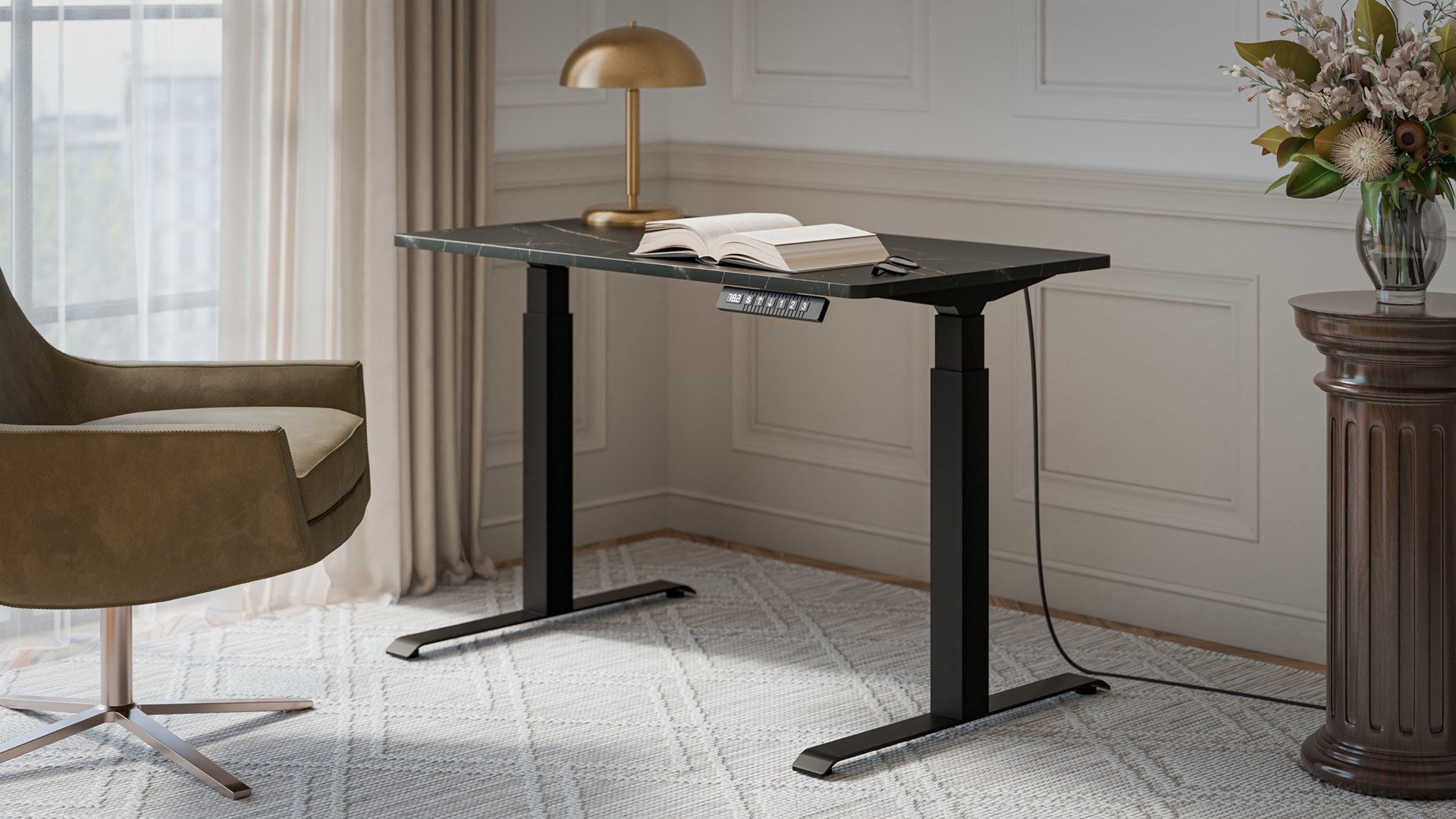 MOON Electric Height Adjustable Desk 121x67 Black/San Sebastian 121x67x72-120