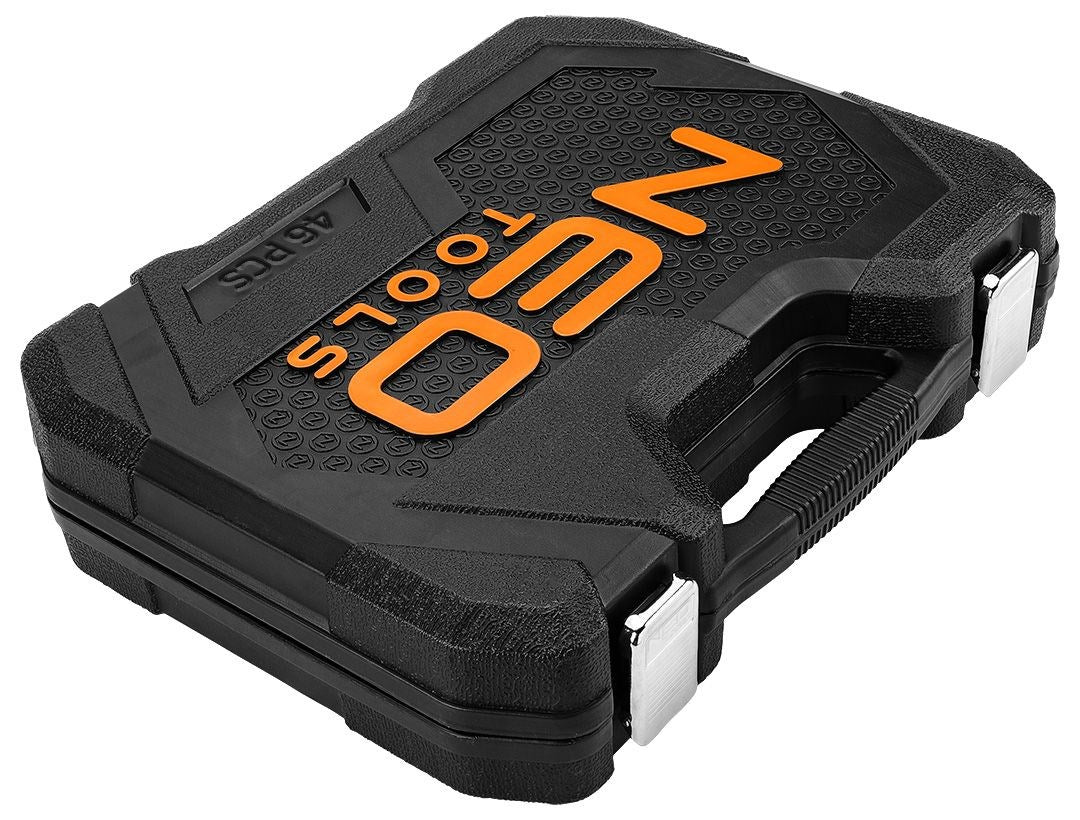 NEO 1/4 + 3/8 Through-Hole Socket Set 46 pcs for Hard-to-Reach Places