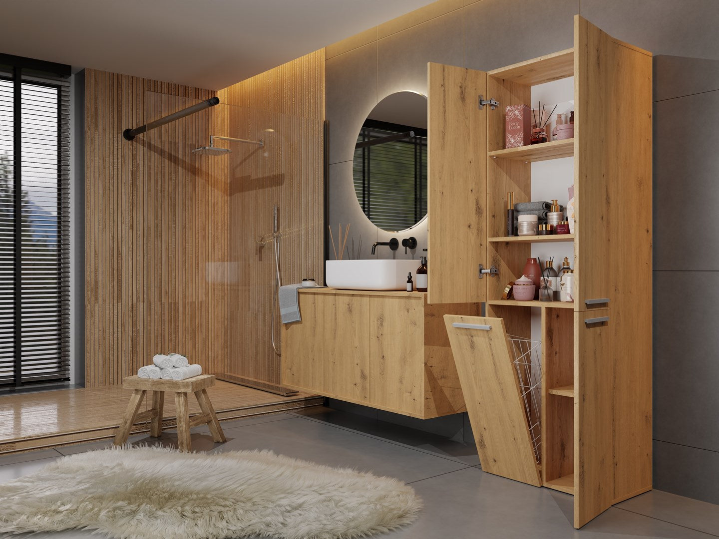 Topeshop NEL DD 1K Bathroom Storage Cabinet Artisan Oak