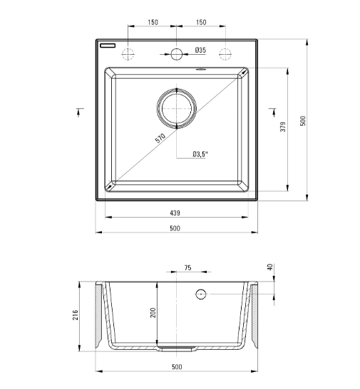 Deante Granite Sink 1-Bowl