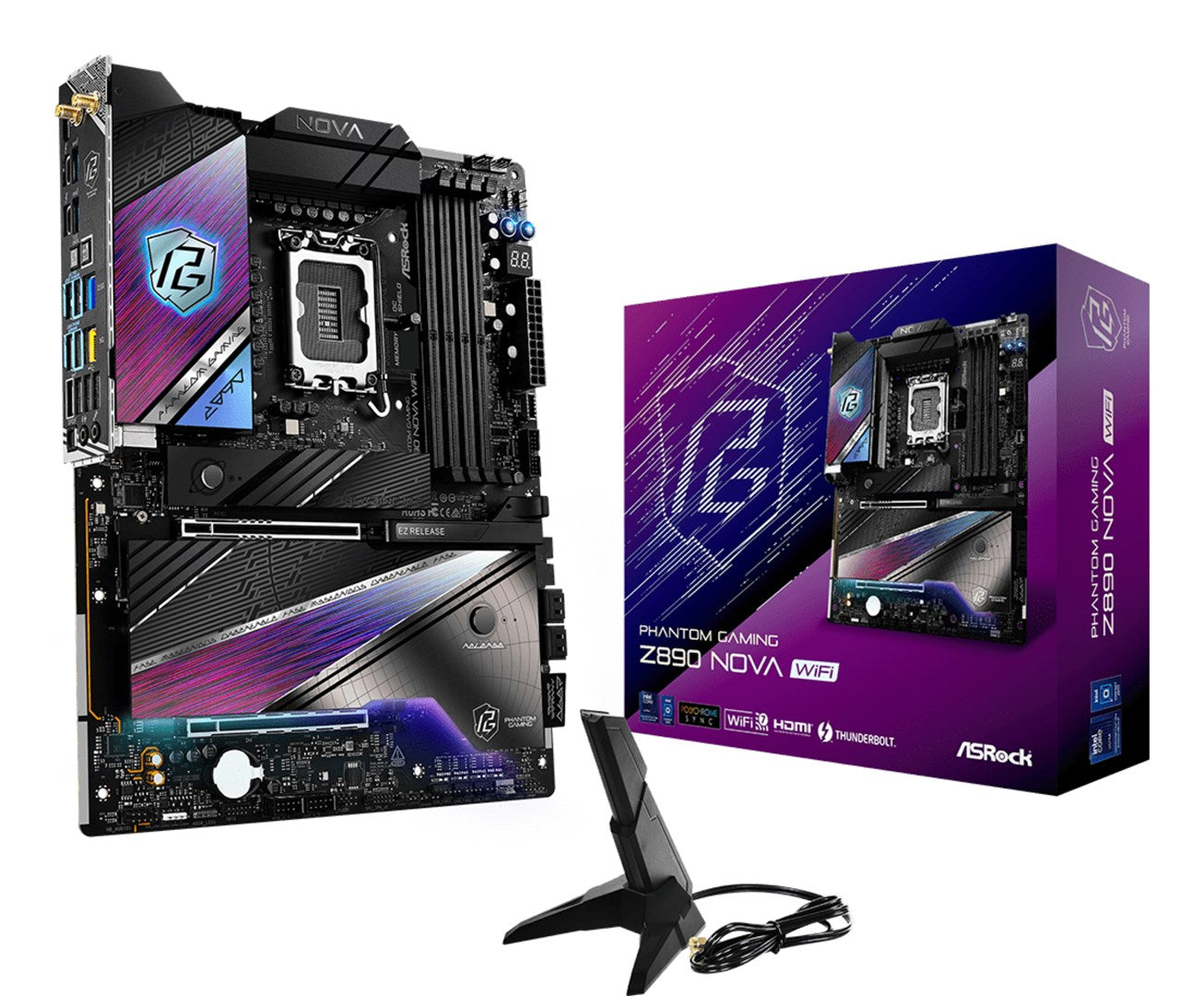 ASRock Phantom Gaming Z890 NOVA WIFI Motherboard - ATX - LGA1851 - USB4, USB-C 3.2 Gen 2x2 90-MXBPS0-A0UAYZ