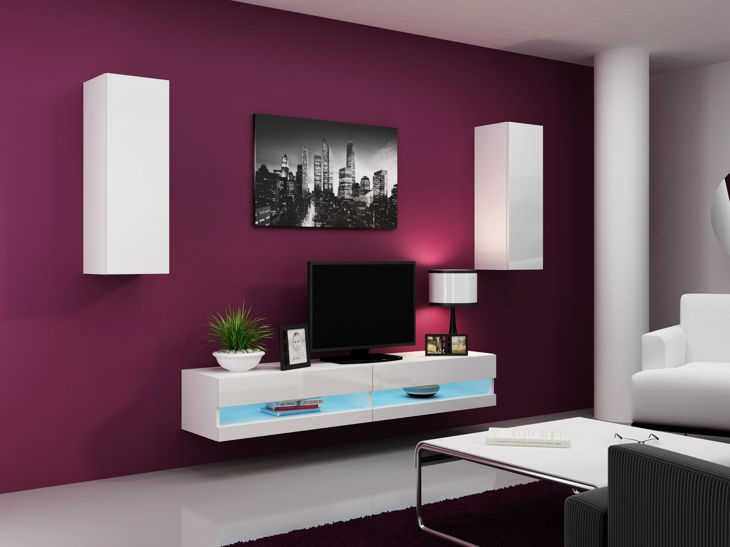 Cama VIGO NEW TV Stand 180x30x40 White/White Gloss