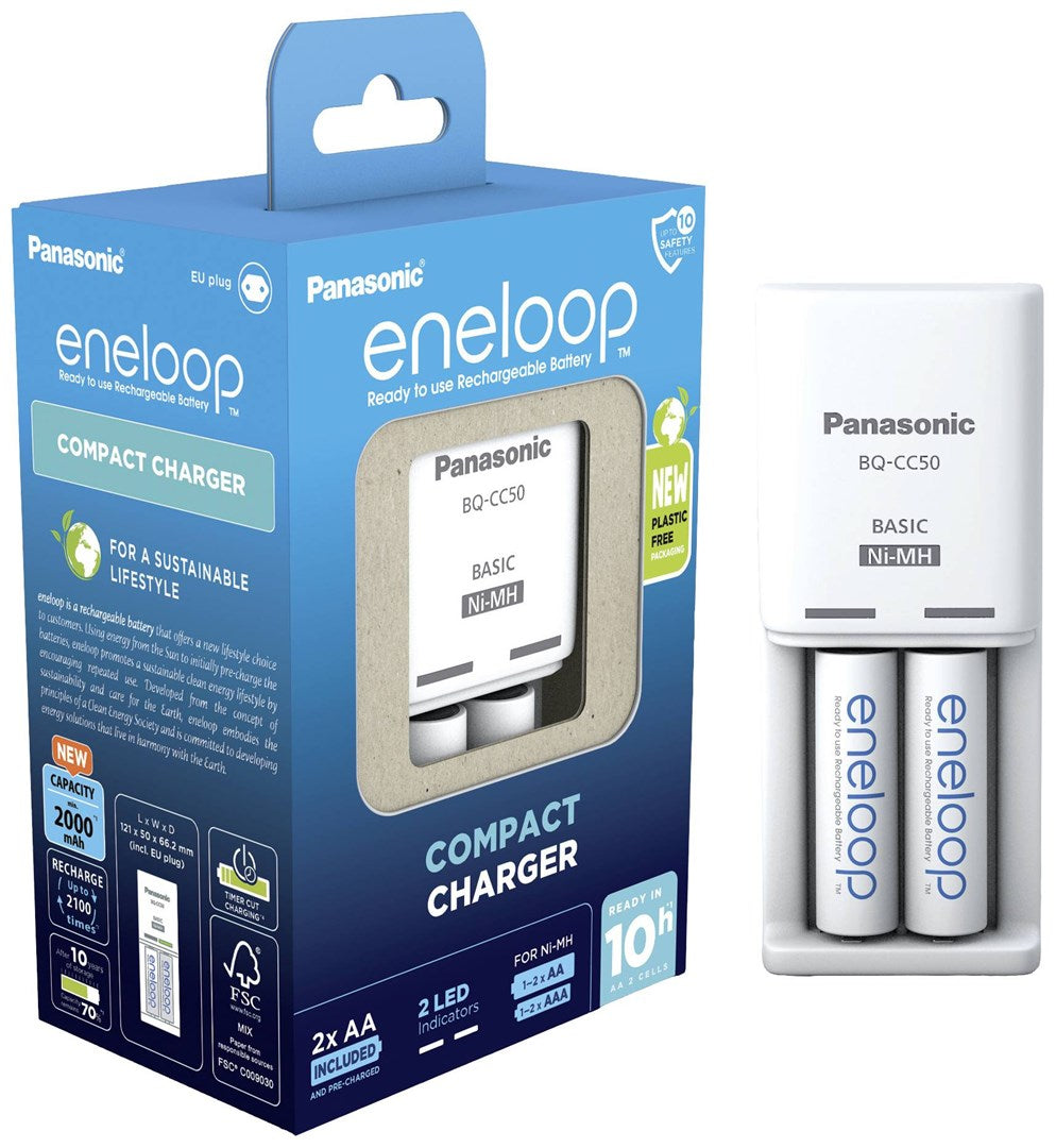 Panasonic eneloop Basic BQ-CC50 Battery Charger for 2xAA/AAA NiMH K-KJ50MCD20E