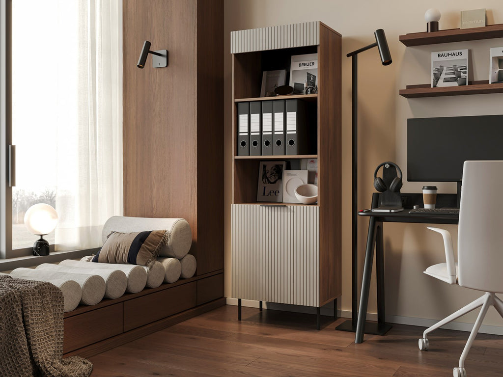 Cama Bookcase 60x42x185 Walnut/Cashmere 3 ALMERA