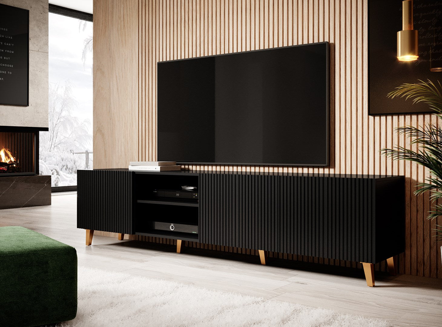 Cama RTV Cabinet PAFOS 200x42x52 Black Matt