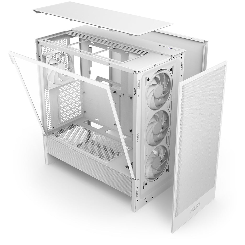 NZXT H5 Flow RGB Midi Tower Case White - CC-H5F-W1