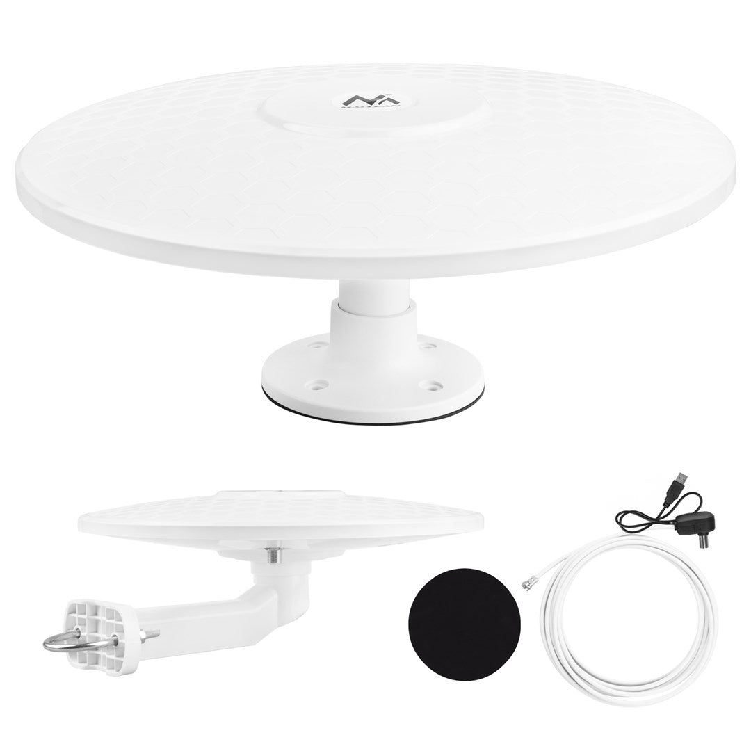 Maclean DVB-T/T2 HEVC Active Omni-Directional Antenna for Campers, Central Cable Mount, MCTV-104