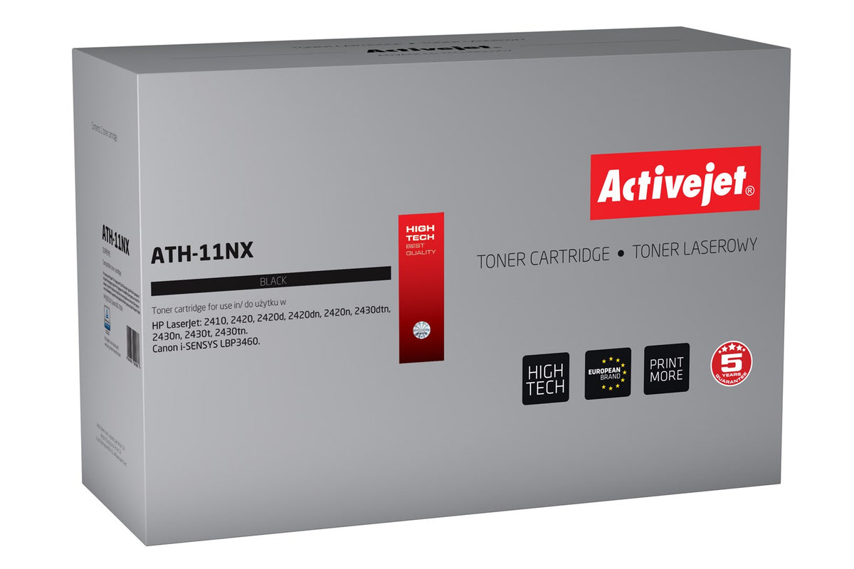 Activejet Toner ATH-11NX for HP Printers, 13500 Pages, Black, Compatible with HP 11X Q6511X, Canon CRG-710H