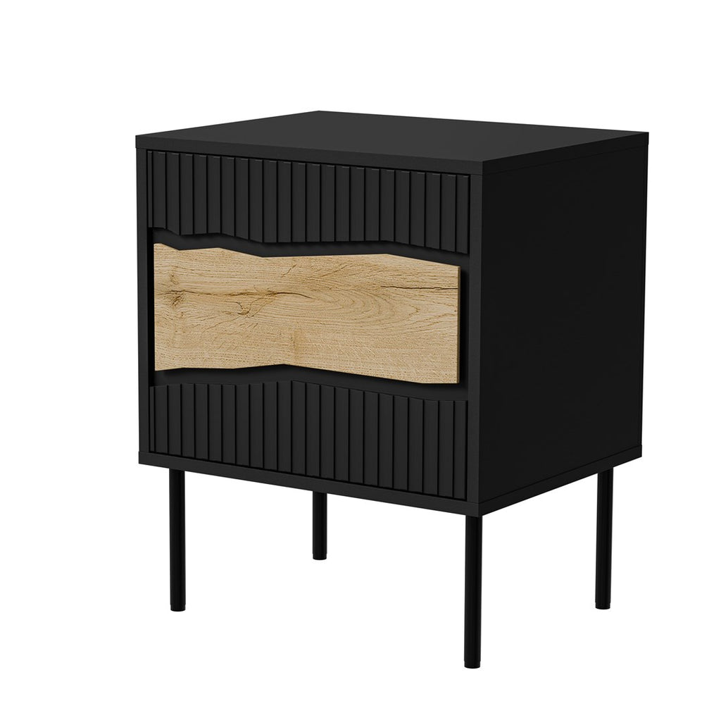 Cama INSERTO Bedside Cabinet 2 pcs 50x40x61.5 cm Black + LED