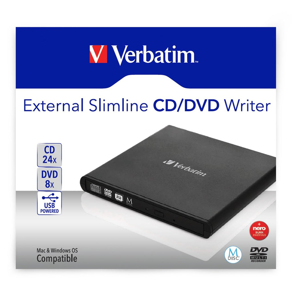 Verbatim Slimline CD/DVD External Drive Black