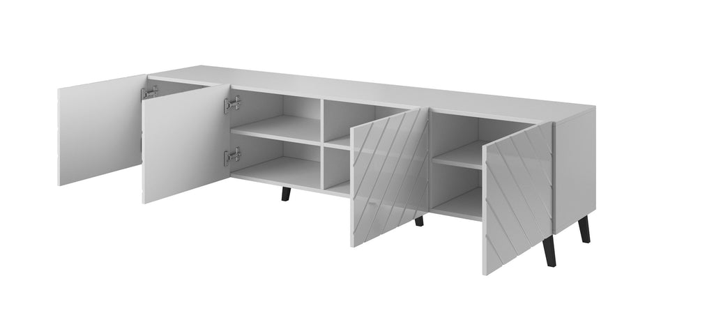 RTV Cabinet ABETO 200x42x52 White/Gloss White