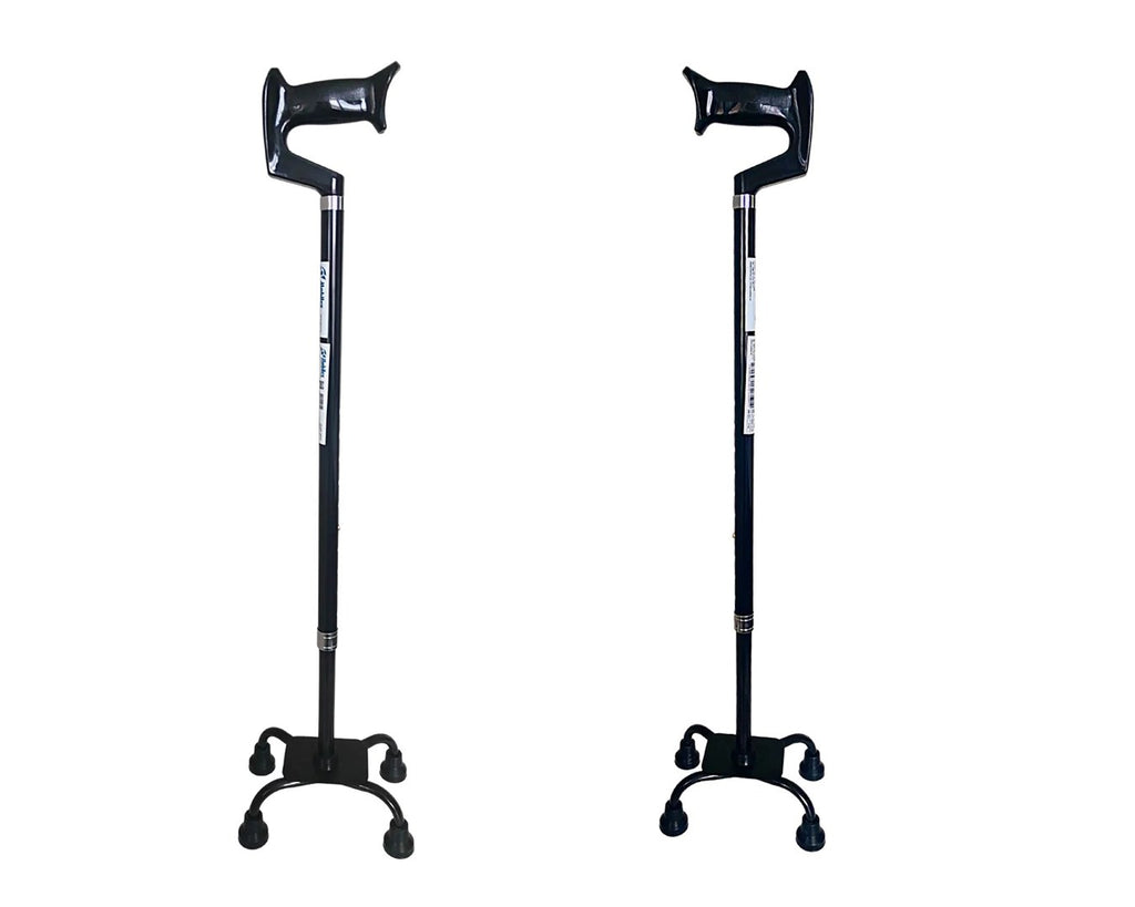 Laska Quadruped Walking Stick - Adjustable - Black - Max 100 kg