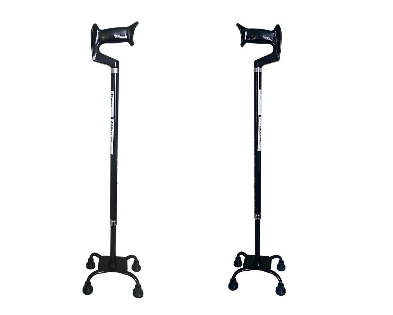 Laska Quadruped Walking Stick - Adjustable - Black - Max 100 kg