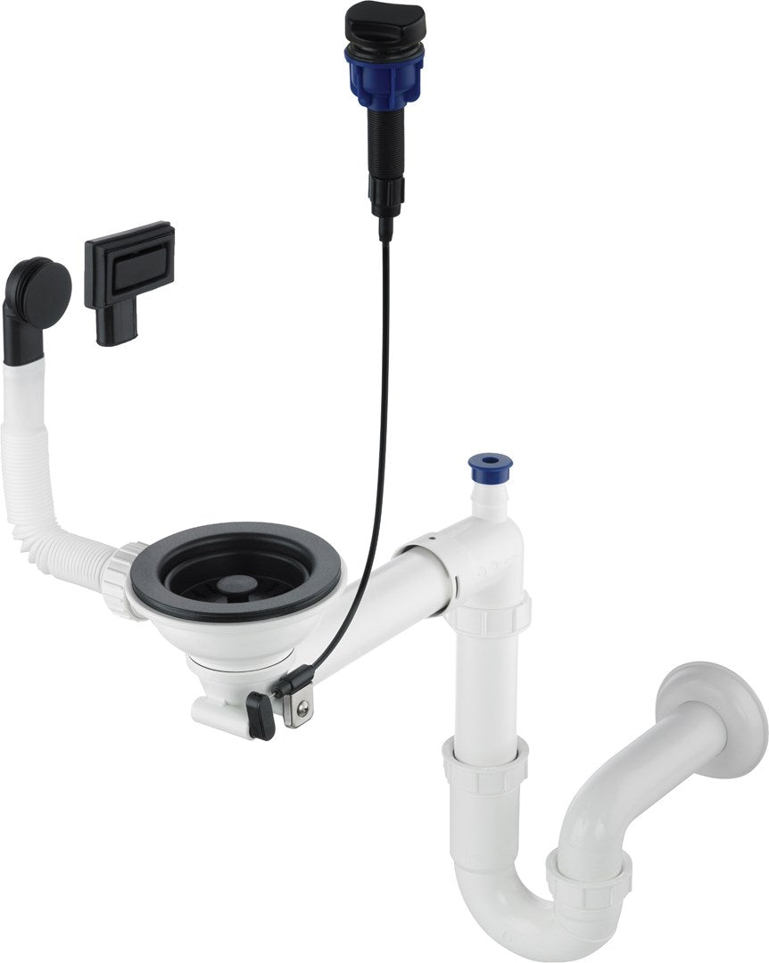 SPACE-SAVER Siphon for Single-Bowl Granite Sink White/Nero