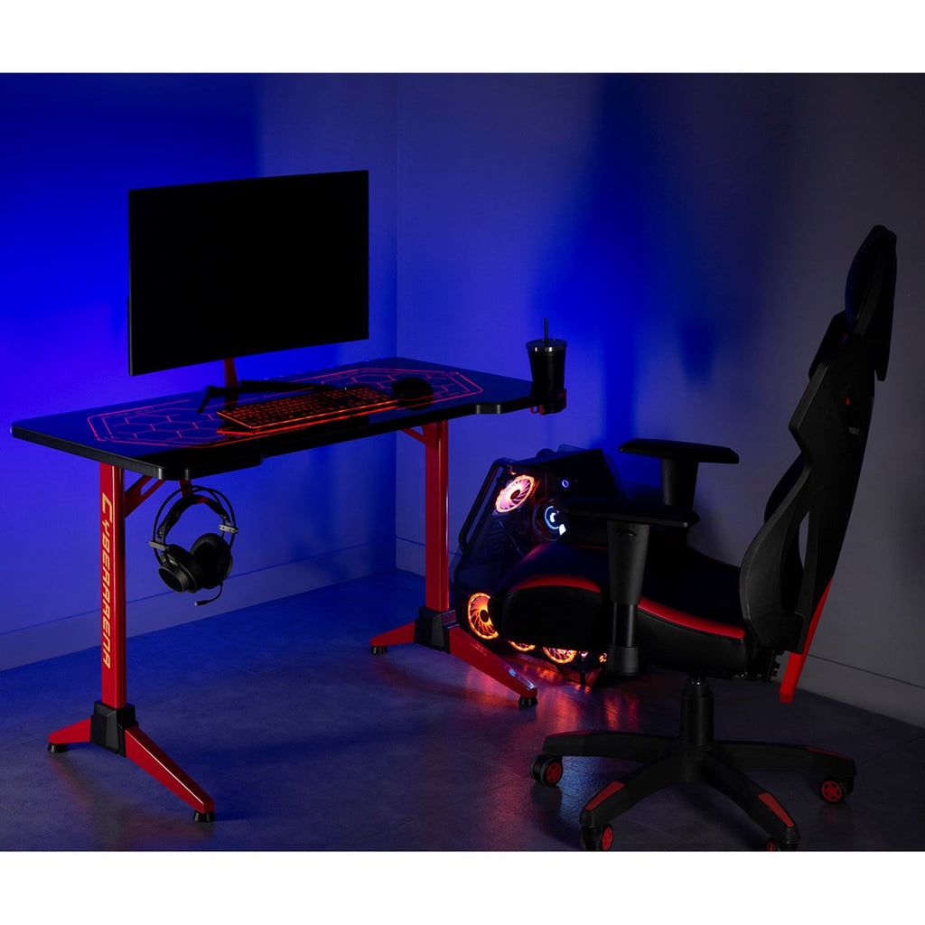 RGB Led NanoRS Gaming Desk  Black  Large  100kg max  Height 760mm  RS163