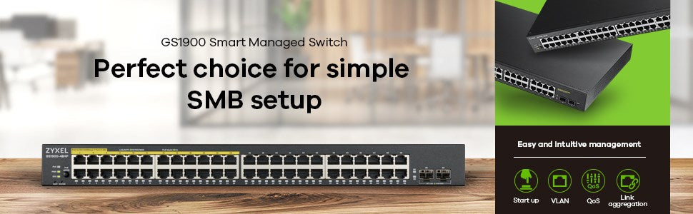 Zyxel GS1900-48 Smart Switch 48 x 10/100/1000 + 2 x Gigabit SFP (GS1900-48-EU0102F)