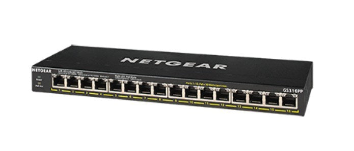Netgear GS316PP - Unmanaged Gigabit Ethernet Switch - PoE - 10/100/1000 (GS316PP-100EUS)