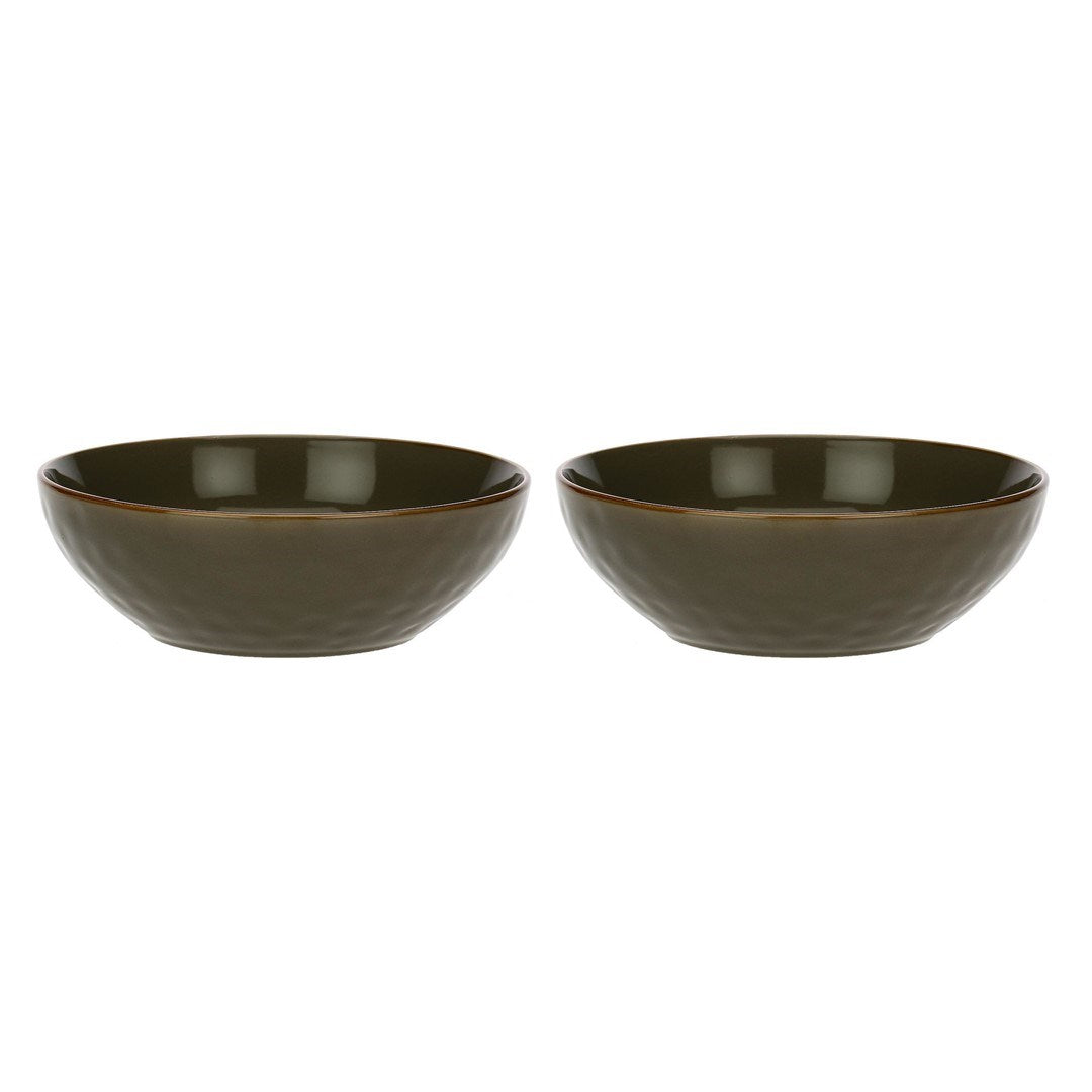 Set of 2 Concerto Grigio Tortora Salad Bowls - Grey-Brown  26 cm