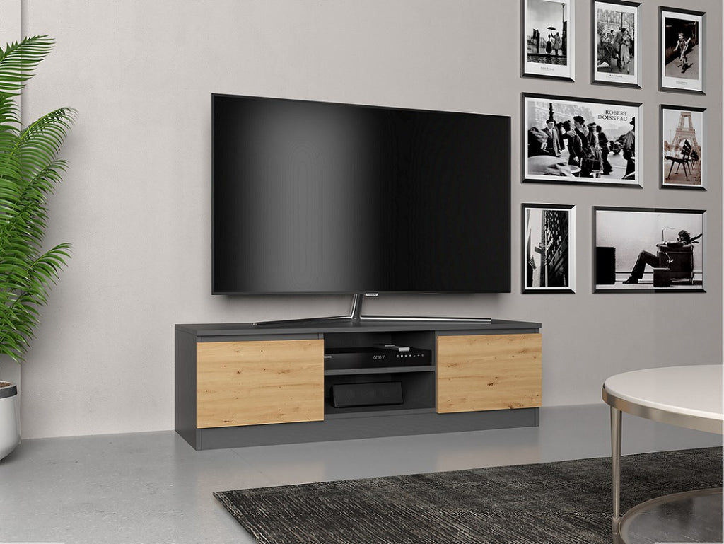 Topeshop RTV120 TV Stand 2 Shelves Anthracite/Artisan Oak MALWA 120