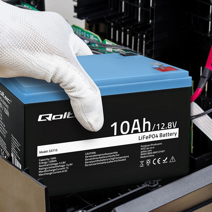 Qoltec LiFePO4 Battery 12.8V 10Ah Rechargeable Model 53713