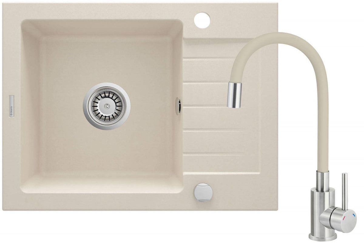 Deante Granite Sink with Tap 1-Bowl Beige 58x44cm
