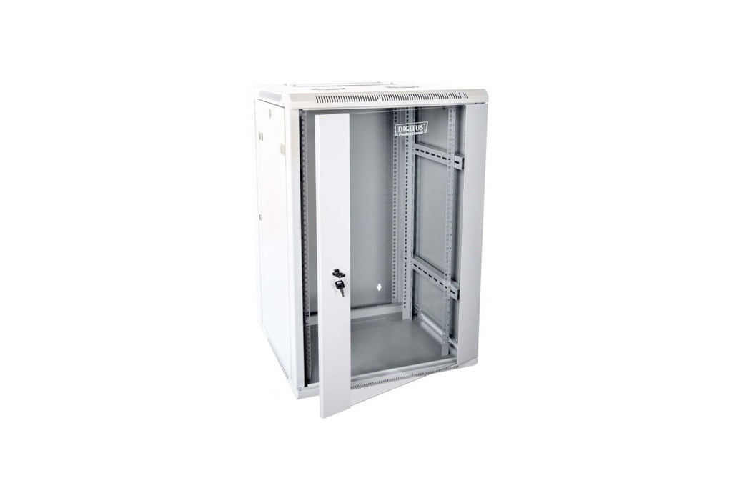 19" 15U Wall-Mounted Network Rack Cabinet 600x600 Glass Door Grey Split Design