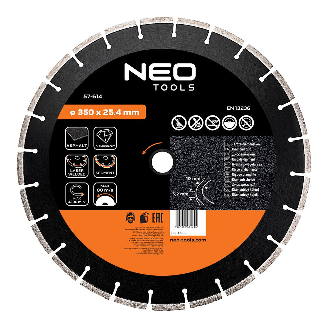 NEO TOOLS Cutting Disc 350 x 25.4 mm Laser Welded Segmented 57-614