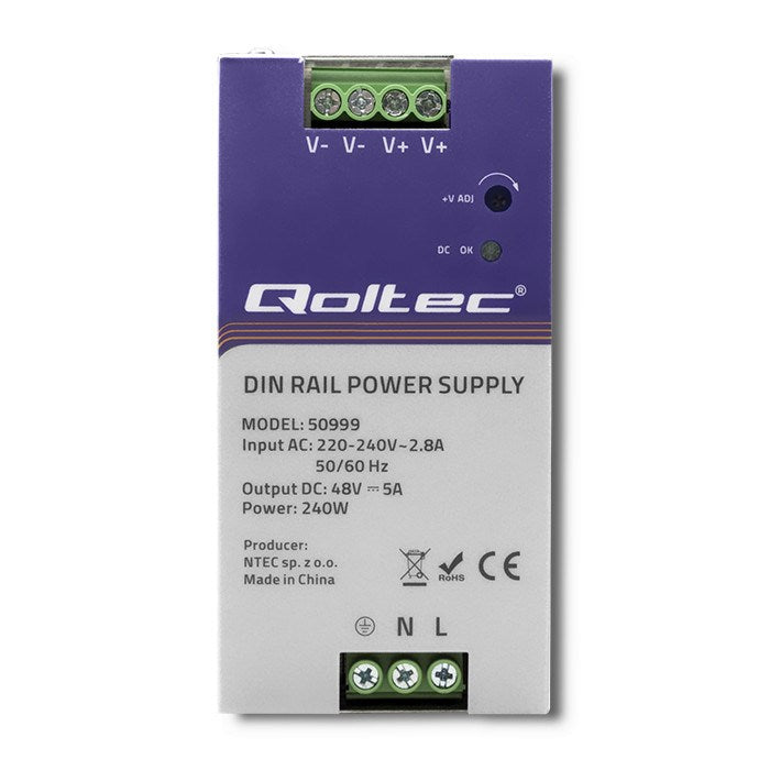 Qoltec Industrial Din Rail Power Supply 240W 48V 5A