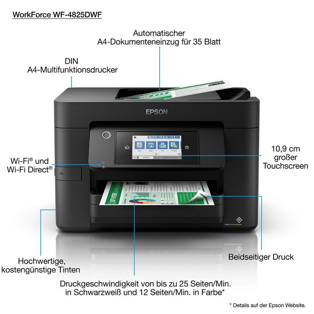 Epson Inkjet Multifunction Device WF-4825DWF 4800x2400 DPI Model C11CJ06404