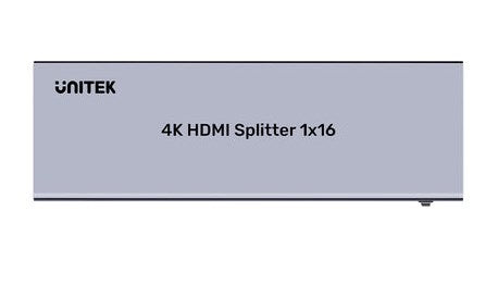 UNITEK Video Splitter V1137AGY01-EU, 16 HDMI Outputs, 4K Ultra HD, 30 Hz, Grey