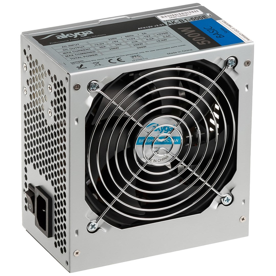 Akyga AK-B1-500E Power Supply Unit 500W 20+4 Pin ATX Grey