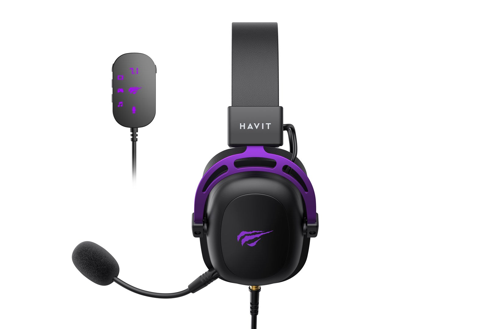 Havit H2002C+U Gaming Headphones (Black and Purple)