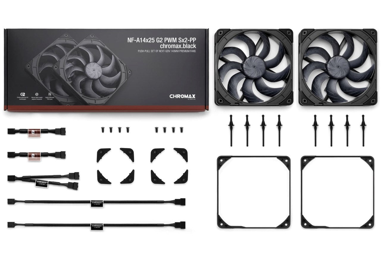 Noctua NF-A14x25 G2 PWM Sx2-PP 140 mm Dual Fan Set 140x25-mm