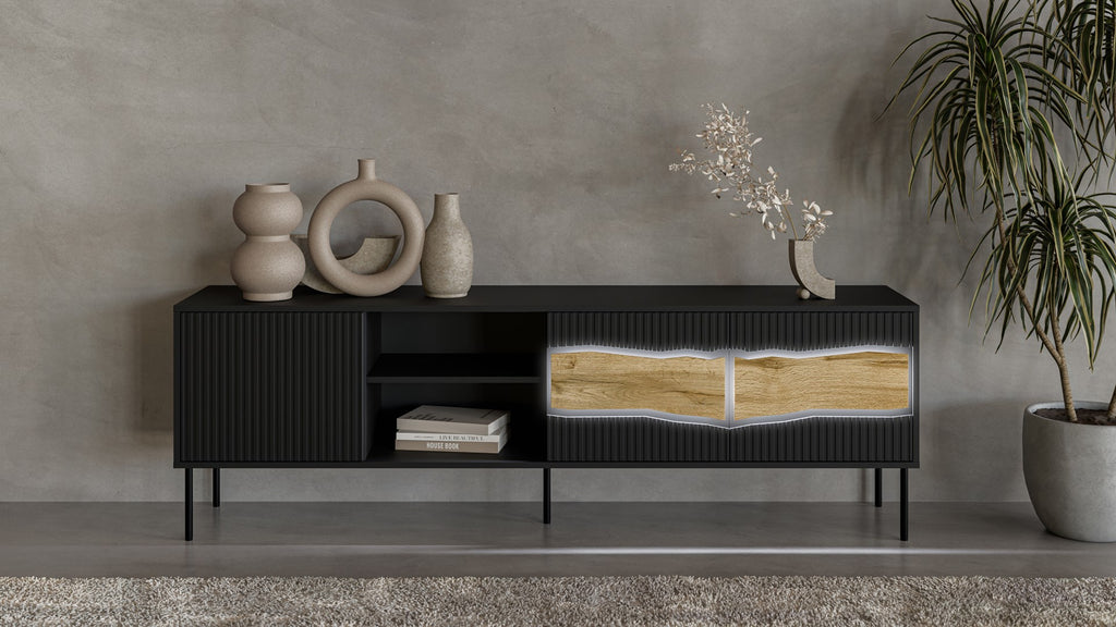 Cama INSERT 3D1W TV Cabinet 190x40x61.5 Black + LED