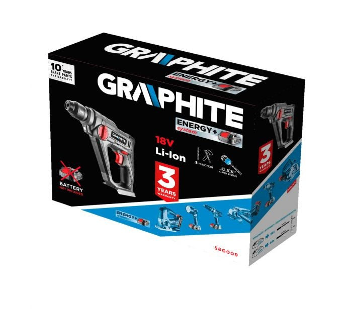 GRAPHITE Rotary Hammer 58G009 - SDS Plus, 900 RPM, 27000 g, 5000 bpm