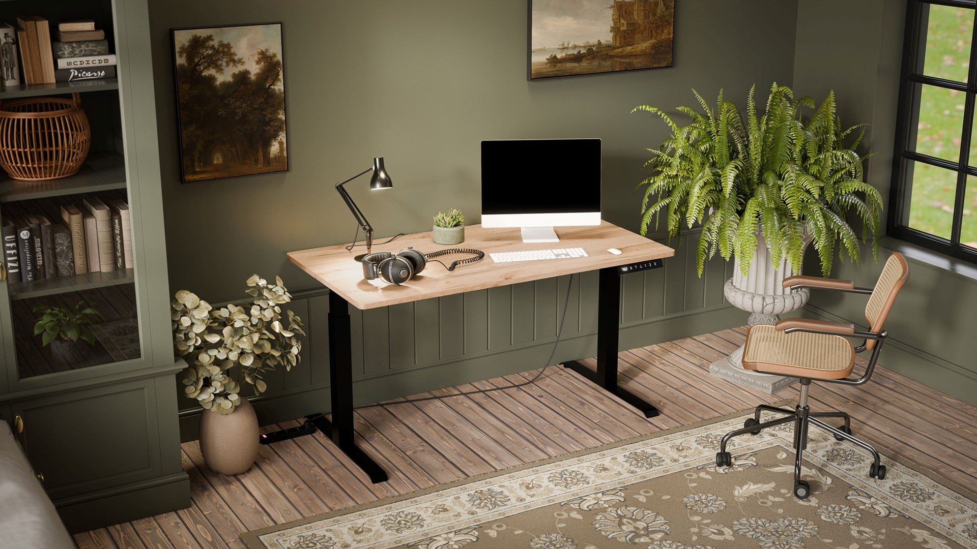 MOON LONG Electric Height Adjustable Desk 150x80x72-120 Black/Wotan