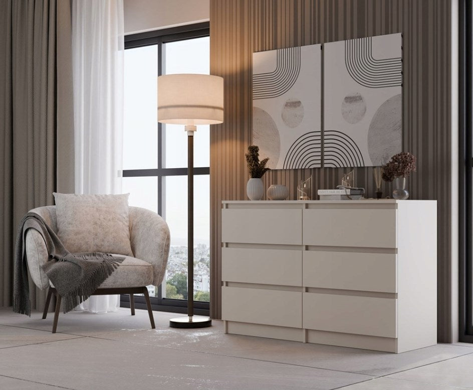 Malwa Chest of Drawers M6 120 Cashmere Color 6 Drawers M6/120
