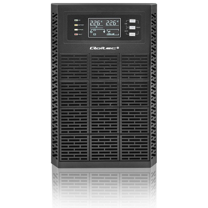 Qoltec Uninterruptible Power Supply (UPS) 3kVA 3000W Power Factor 1.0 LCD EPO USB Online
