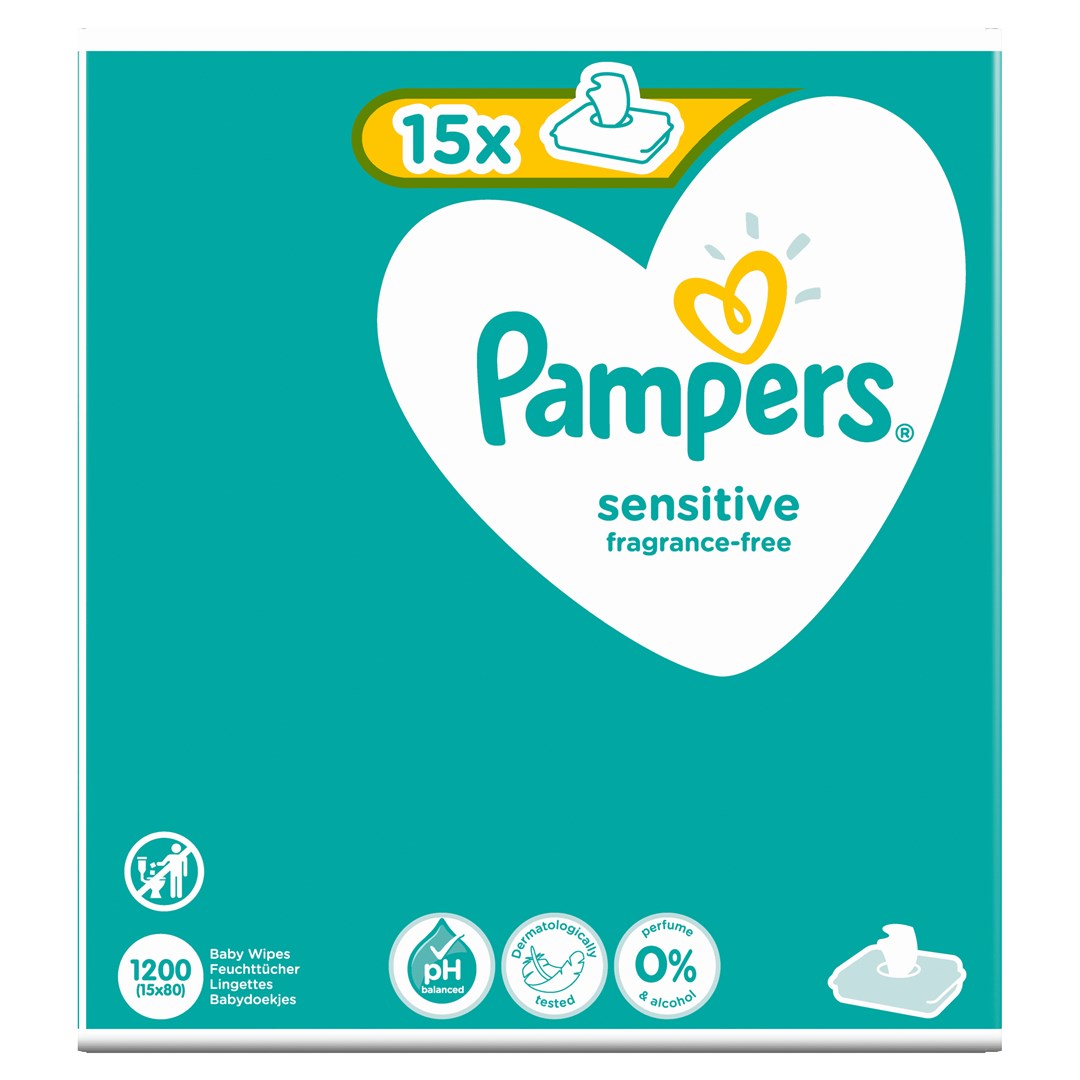 Pampers Sensitive Baby Wipes 15 Packs = 1200 Wipes