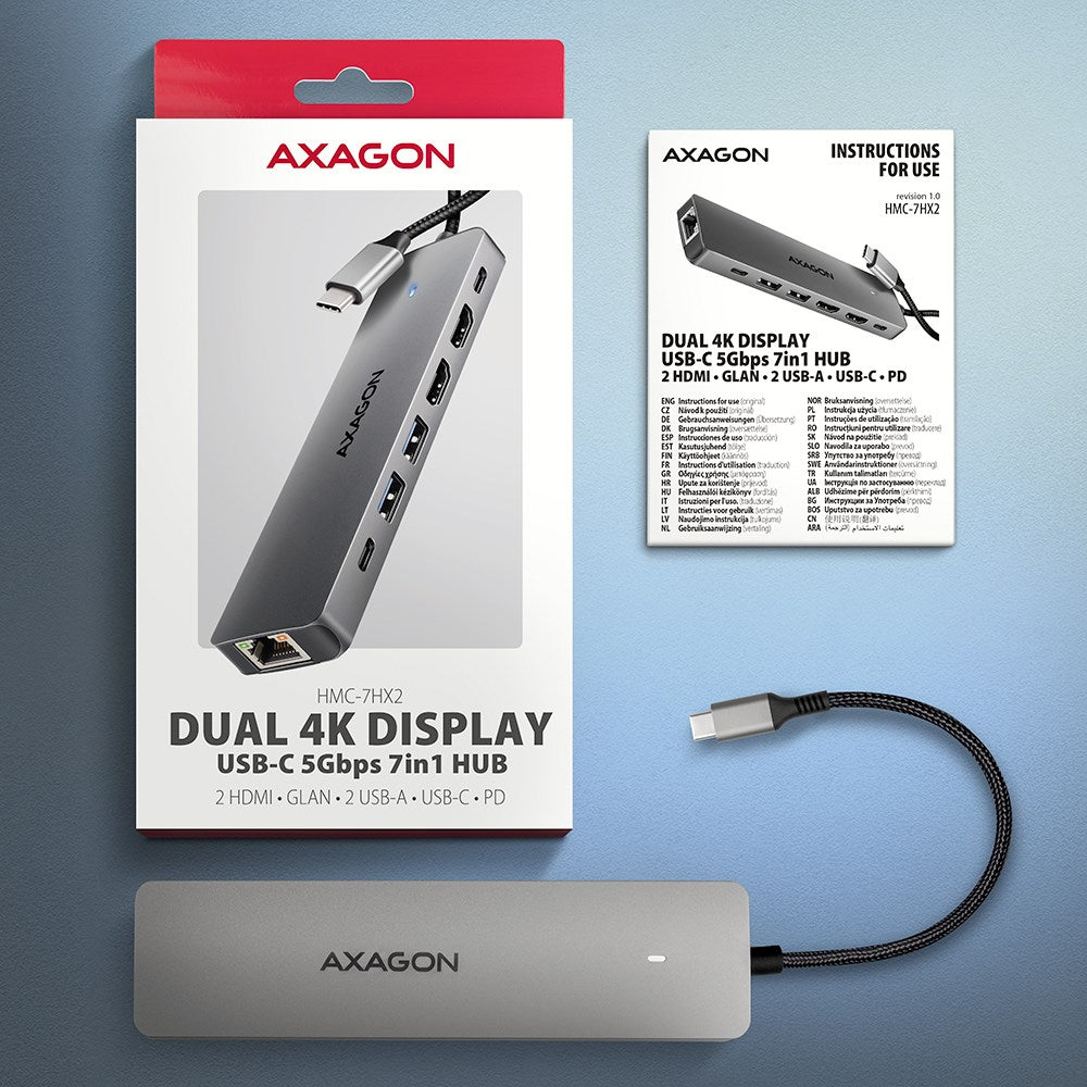 AXAGON USB Hub with 2 USB-A and 1 USB-C Ports, ZUUS-739