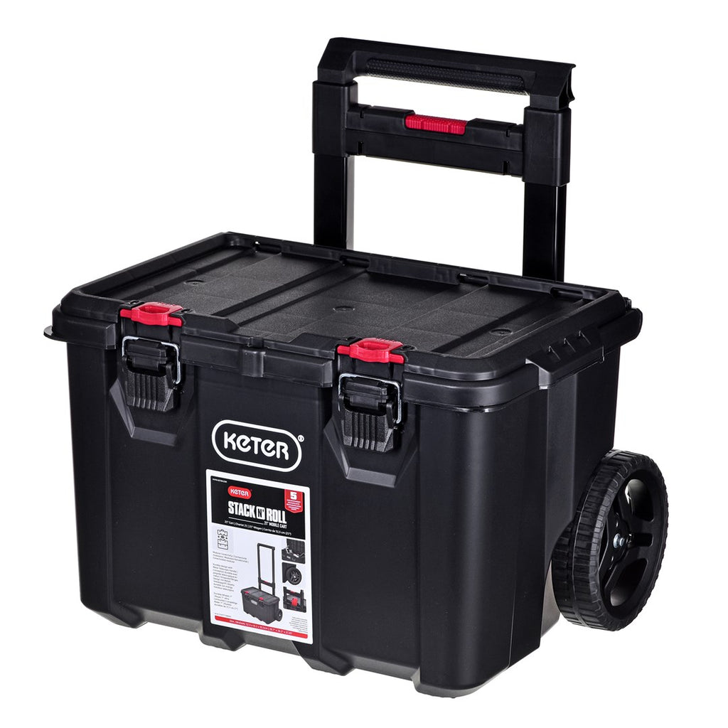Keter Stack N Roll Cart - Toolbox on Wheels - Durable Rolling Base
